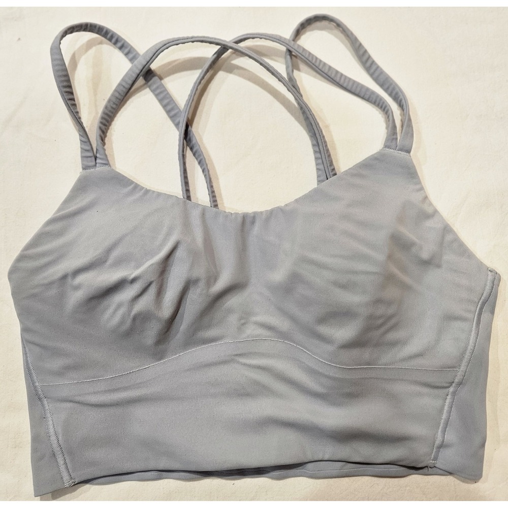 Lululemon Sports Bra Womens Gray‎ Strappy Back Yoga Athletic Size 6? (11" Band)